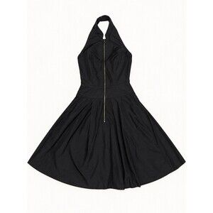 CUE Australia Black Halter Corset Zip Front Fit and Flare Dress Size 6 US 2 Y2K